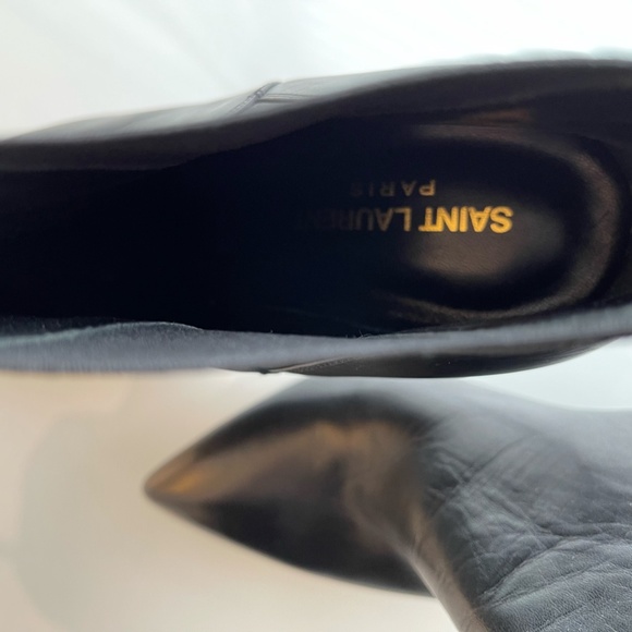 YVES SAINT LAURENT Black Leather Janis 105 Ankle Boots Size 37 - Picture 7 of 14